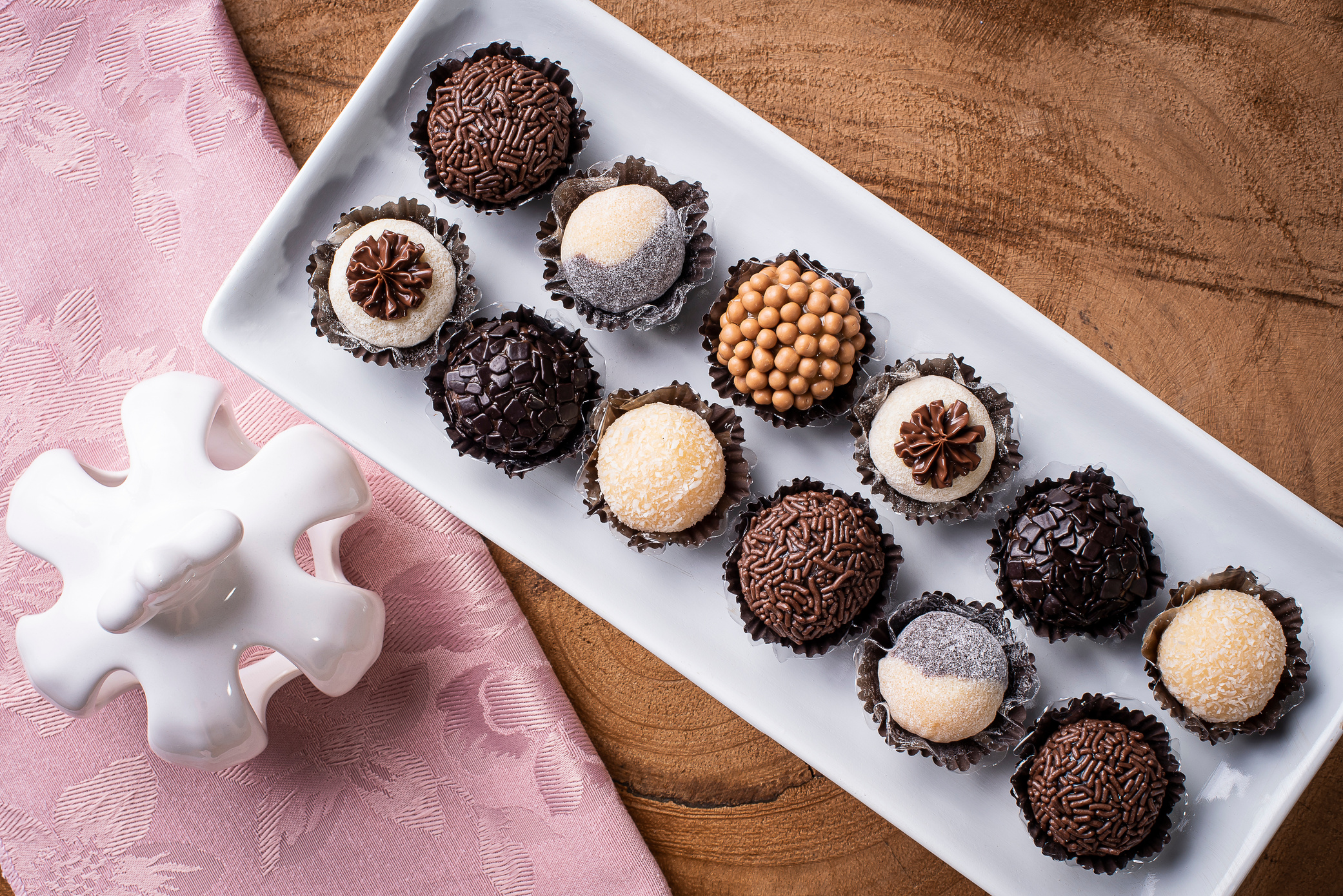 Brigadeiro. Typical Brazilian sweet. Many types of brigadiers together
